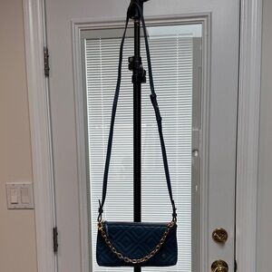 Chic Blue Quilted Shoulder Bag